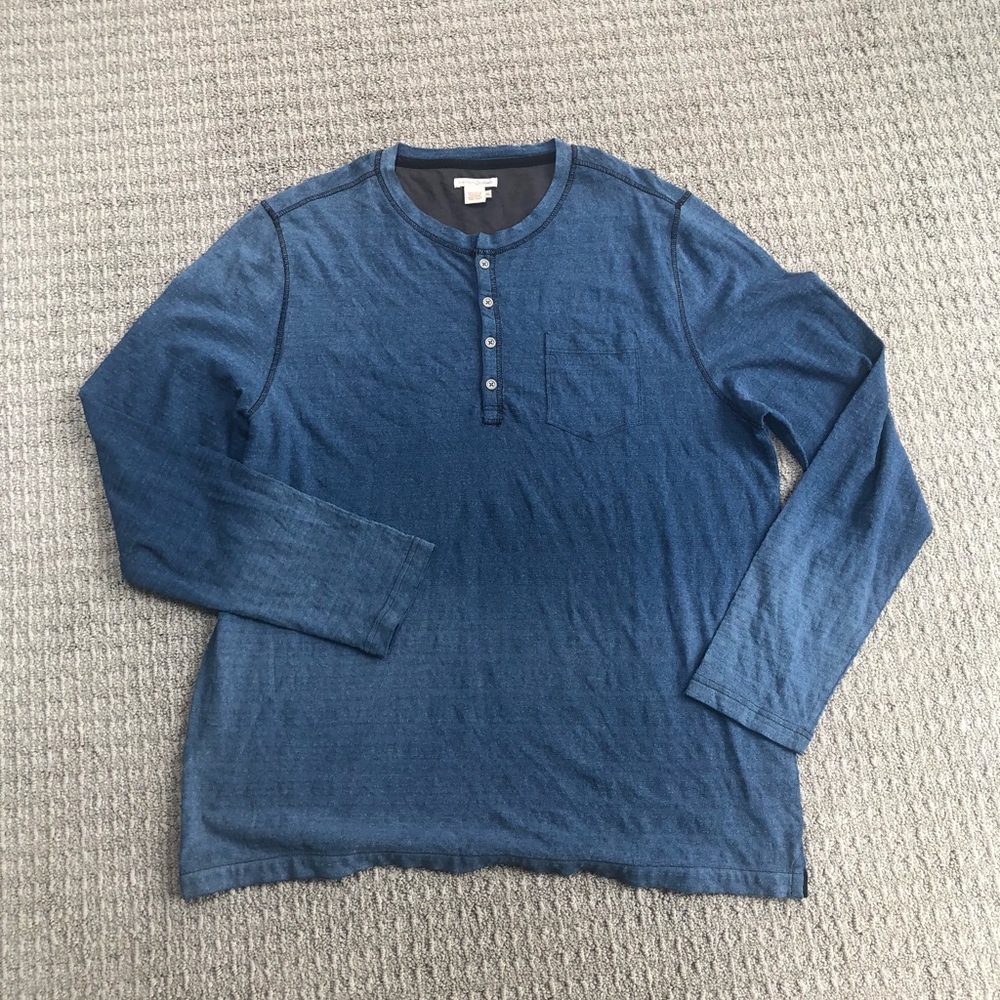 Men’s carbon2cobalt Henley Cotton Shirt, Size XL